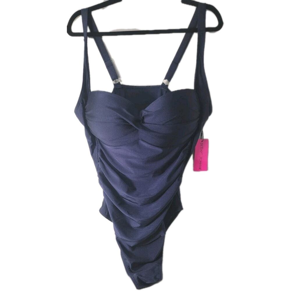 Betsey Johnson 1 piece Swimsuit Ruching Plus Size Blue New 3X MSRP $128
